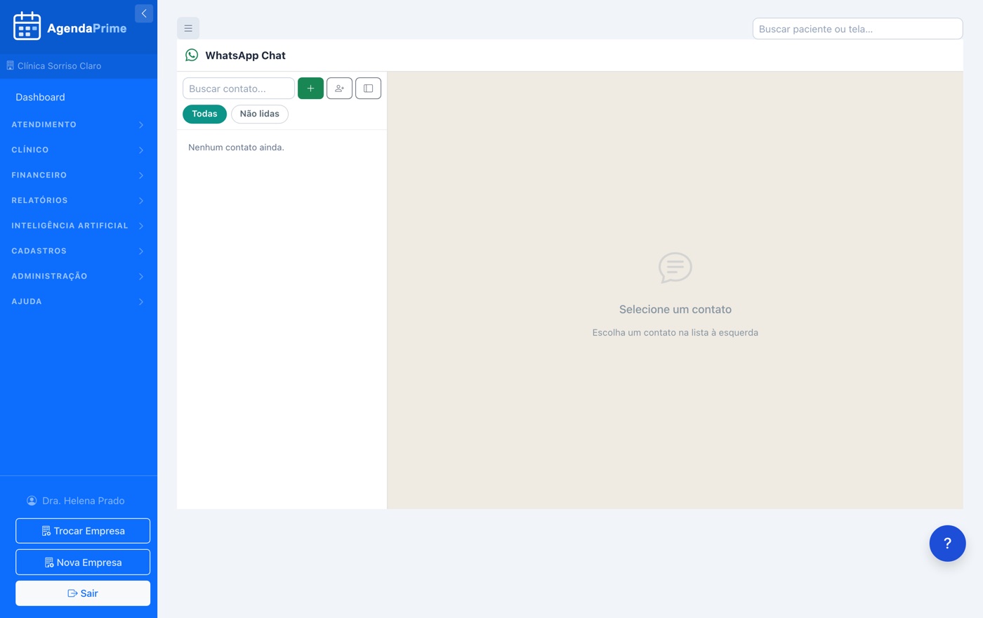 Conversa de WhatsApp dentro do sistema
